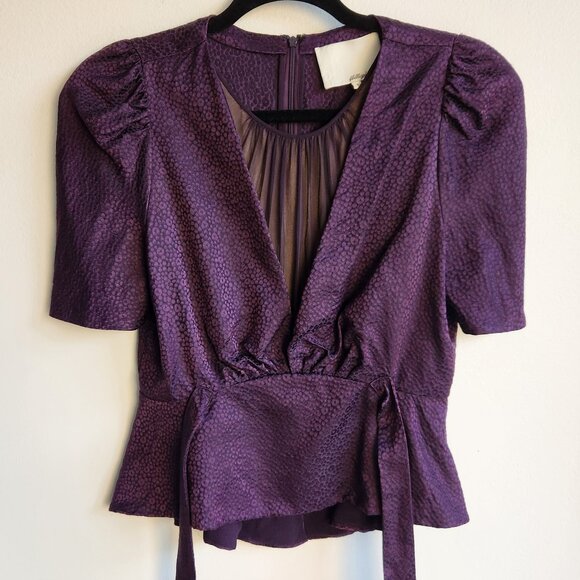 3.1 Phillip Lim Purple Jacquard Silk Peplum Top – Made in USA / EUC - Picture 6 of 16